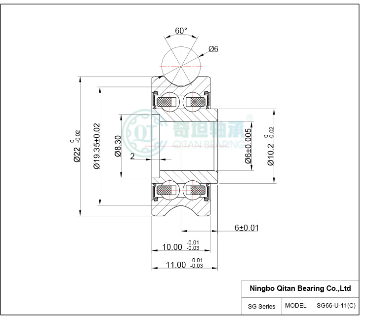 SG66 6x22x10/11 Embroidery Machine Bearing