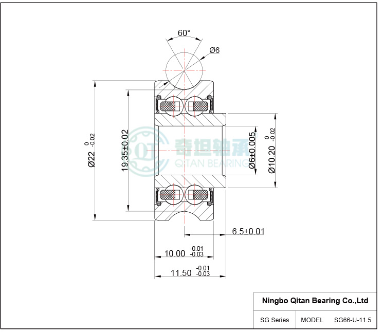 SG66 6x22x10/11.5 Embroidery Machine Bearing