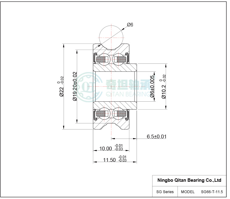 SG66 6x22x10/11.5 Embroidery Machine Bearing