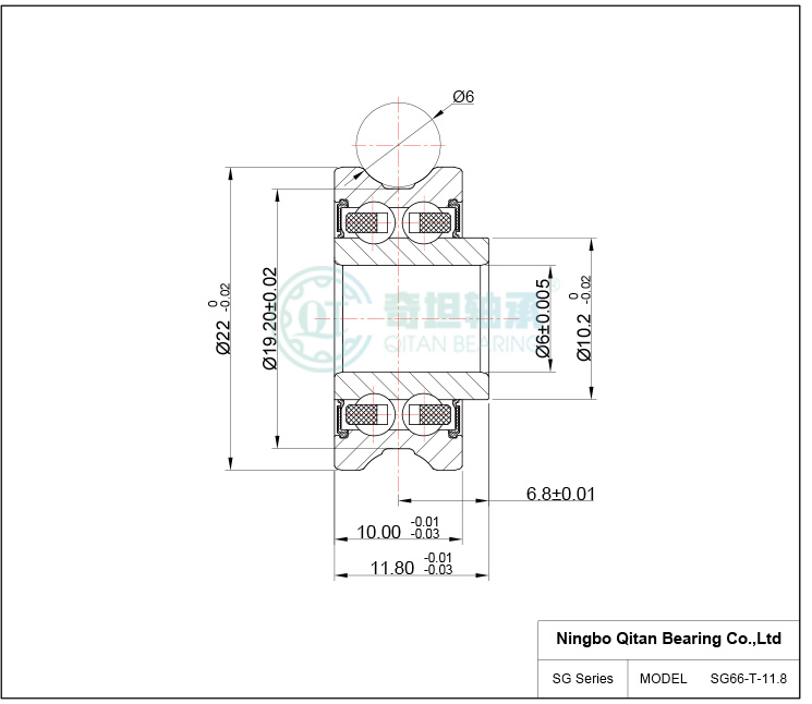 SG66 6x22x10/11.8 Embroidery Machine Bearing